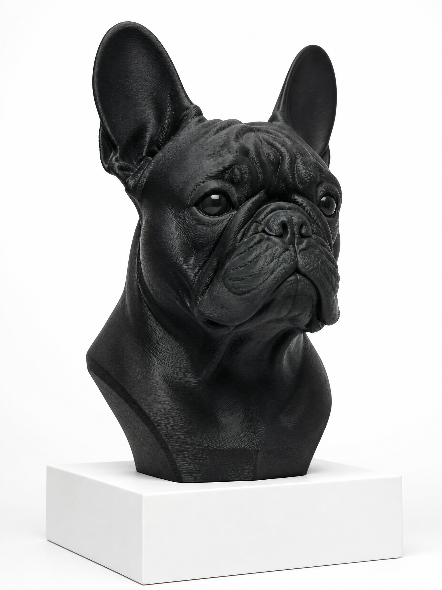 A French Bulldog portrait bust in a matte finish